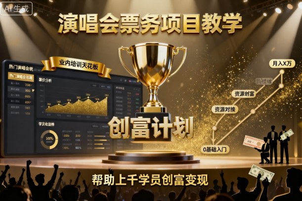 演唱会票务项目教学，业内培训天花板，帮助上千学员创富变现(更新)-灼光资源宝库