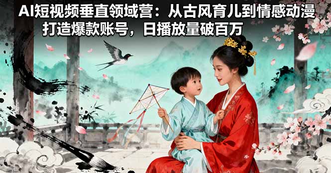 AI短视频垂直领域营：从古风育儿到情感动漫，打造爆款账号,日播放量破百万-灼光资源宝库