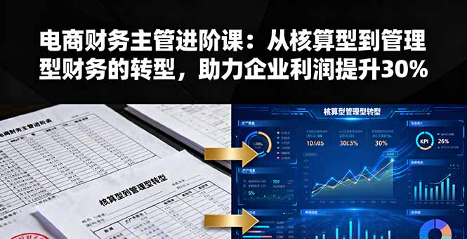 电商财务主管进阶课：从核算型到管理型财务的转型，助力企业利润提升30%-灼光资源宝库