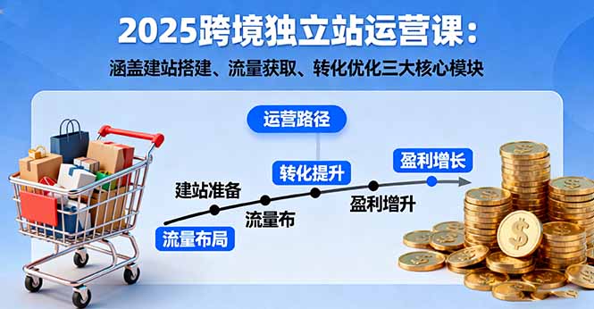 2025跨境独立站运营课：涵盖建站搭建、流量获取、转化优化三大核心模块-灼光资源宝库