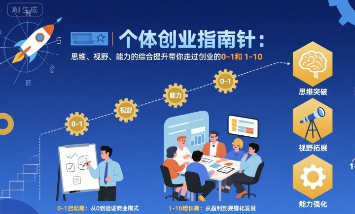 个体创业指南针，思维、视野、能力的综合提升带你走过创业的0-1和1-10【音频】-蘑菇资源宝库