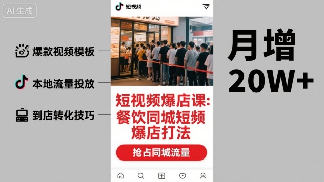 短视频爆店课,餐饮同城短视频爆店打法-灼光资源宝库