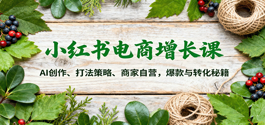 小红书电商增长课：AI创作、打法策略、商家自营，爆款与转化秘籍-灼光资源宝库