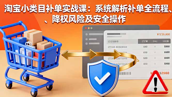 淘宝小类目补单实战课：系统解析补单全流程、降权风险及安全操作-灼光资源宝库