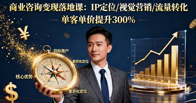 商业咨询变现落地课：IP定位/视觉营销/流量转化，单客单价提升300%-灼光资源宝库