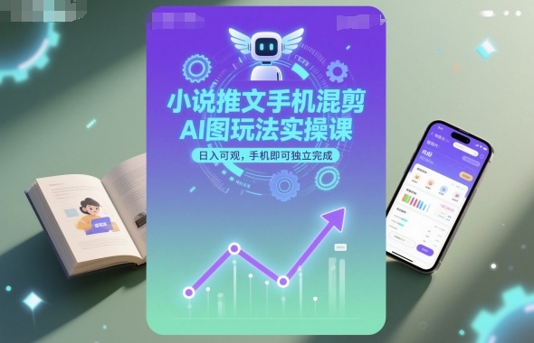 小说推文手机混剪AI图玩法实操课,日入可观,手机即可独立完成-灼光资源宝库