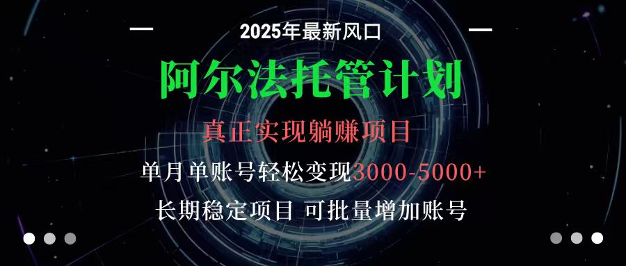 阿尔法托管计划 单账号月入3000-5000,长期稳定项目,新手小白轻松上手-灼光资源宝库