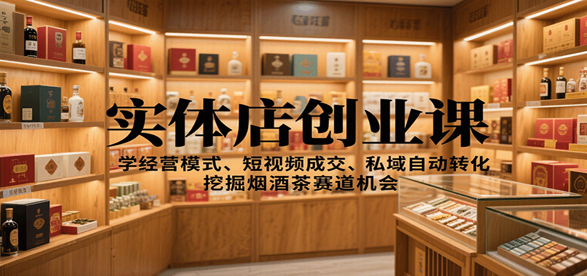 实体店创业课：学经营模式、短视频成交、私域自动转化，挖掘烟酒茶赛道机会-灼光资源宝库