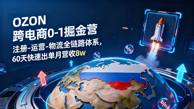 OZON跨境电商0-1掘金营：注册-运营-物流全链路体系，60天快速出单月营收8w-灼光资源宝库