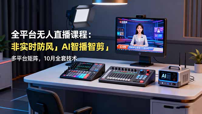 全平台无人直播课程:非实时防风+AI智播智剪+多平台矩阵,10月全套技术-灼光资源宝库