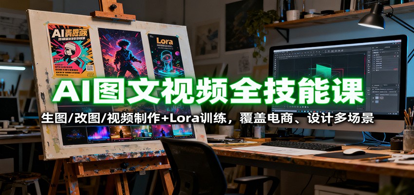AI图文视频全技能课：生图/改图/视频制作+Lora训练，覆盖电商 、设计多场景-蘑菇资源宝库
