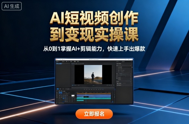 AI短视频创作到变现实操课，从0到1掌握AI+剪辑能力，快速上手出爆款(更新10月)-灼光资源宝库