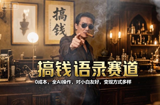 搞钱语录赛道,0成本,全AI操作,对小白友好,变现方式多样-灼光资源宝库