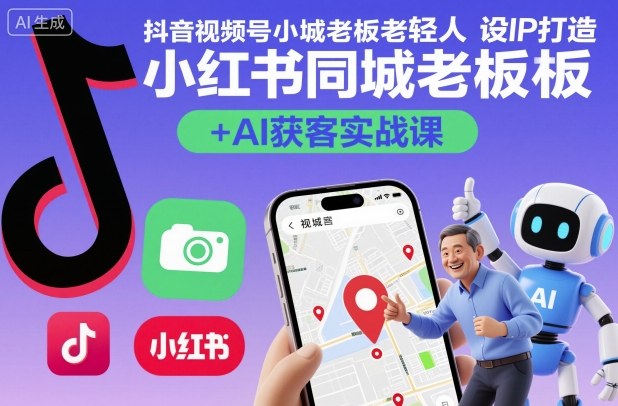 抖音视频号小红书同城老板轻人设IP打造+AI获客实战课,人设打造-算法拆解-拍摄剪辑-内容运营-AI创作-灼光资源宝库