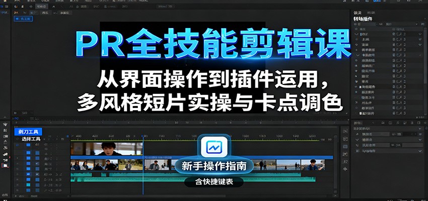 PR全技能剪辑课：从界面操作到插件运用，多风格短片实操与卡点调色-灼光资源宝库