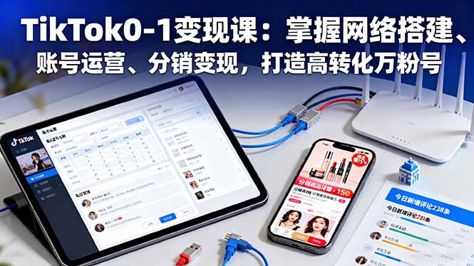 TikTok0-1变现课：掌握网络搭建、账号运营、分销变现，打造高转化万粉号-灼光资源宝库