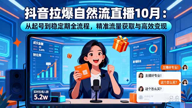 抖音拉爆自然流直播10月：从起号到稳定期全流程，精准流量获取与高效变现-灼光资源宝库