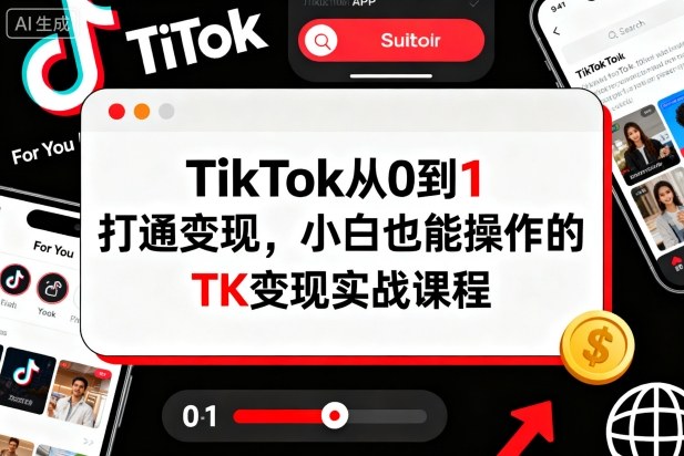 TikTok从0到1打通变现，小白也能操作的TK变现实战课程-灼光资源宝库