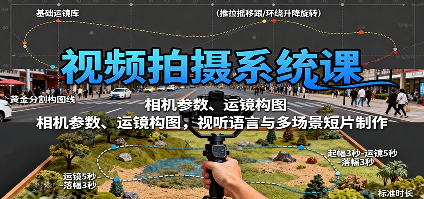 视频拍摄系统课：相机参数、运镜构图，视听语言与多场景短片制作-灼光资源宝库