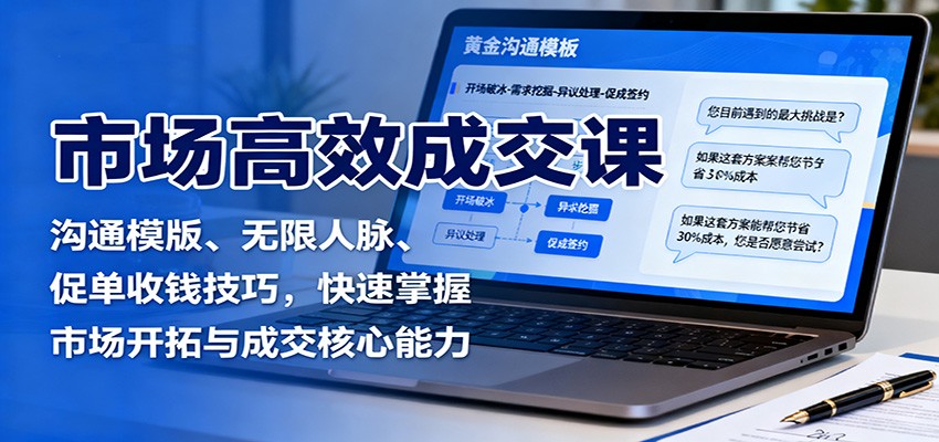 市场高效成交课：沟通模版、无限人脉、促单收钱技巧，快速掌握市场开拓与成交核心能力-蘑菇资源宝库