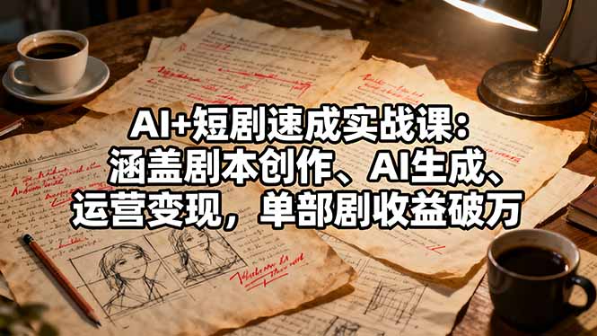 AI+短剧速成实战课：涵盖剧本创作、AI生成、运营变现，单部剧收益破万-灼光资源宝库