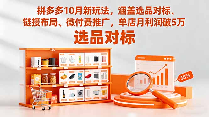 拼多多10月新玩法，涵盖选品对标、链接布局、微付费推广，单店月利润破5万-灼光资源宝库