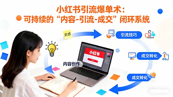 小红书引流爆单术：构建一套低成本 可持续的“内容-引流-成交”闭环系统-灼光资源宝库