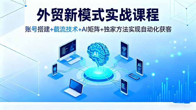 外贸新模式实战课程，账号搭建+截流技术+AI矩阵+独家方法实现自动化获客-灼光资源宝库