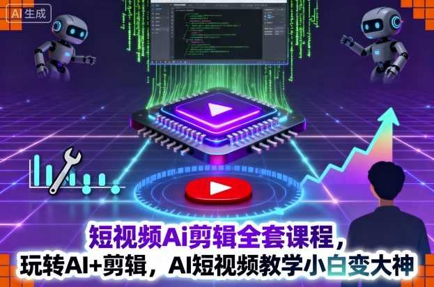 短视频Ai剪辑全套课程，玩转AI+剪辑，AI短视频教学小白变大神-灼光资源宝库