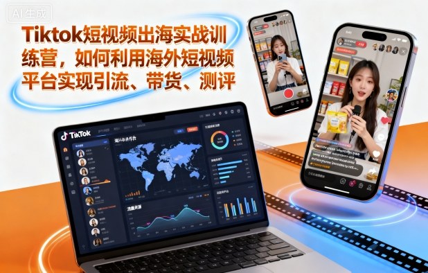 Tiktok短视频出海实战训练营,如何利用海外短视频平台实现引流、带货、测评-灼光资源宝库