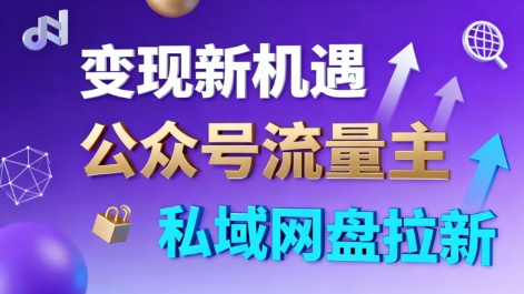 公众号流量主+私域网盘拉新，多方式变现，简单易上手，当天就有收益-灼光资源宝库