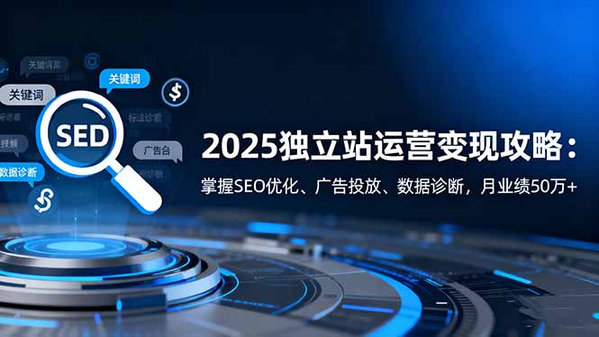 2025独立站运营变现攻略：掌握SEO优化、广告投放、数据诊断，月业绩50万+-灼光资源宝库