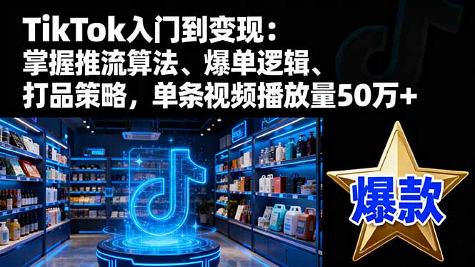 TikTok入门到变现：掌握推流算法、爆单逻辑、打品策略，单条视频播放量50w-灼光资源宝库