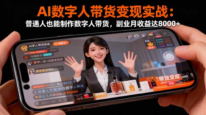 AI数字人带货变现实战：普通人也能制作数字人带货，副业月收益达8000+-灼光资源宝库