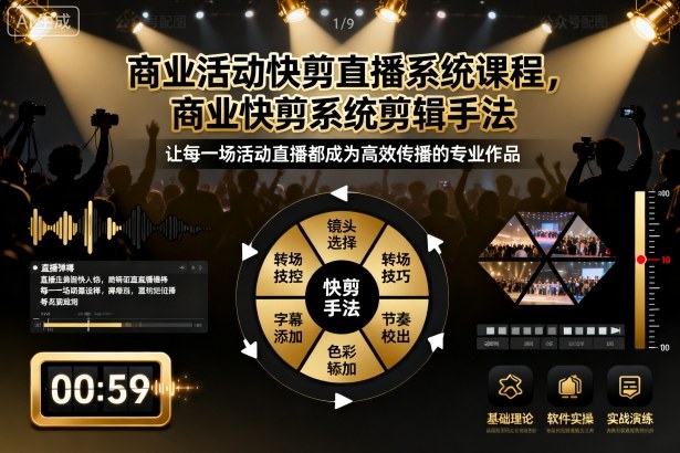 商业活动快剪直播系统课程，商业快剪系统剪辑手法-灼光资源宝库