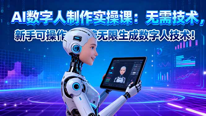 AI数字人制作实操课：无需技术，新手可操作，免费无限生成数字人技术！-灼光资源宝库
