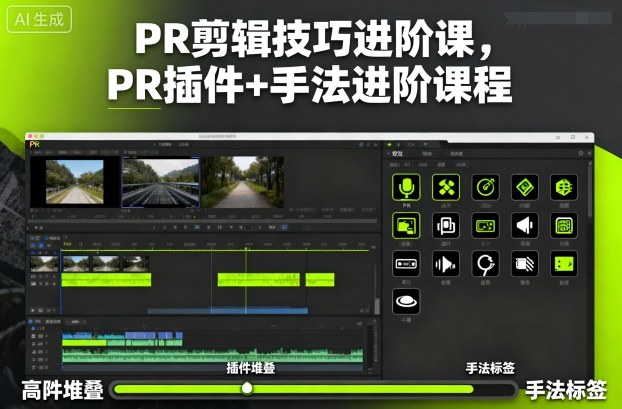 PR剪辑技巧进阶课，PR插件+手法进阶课程-灼光资源宝库