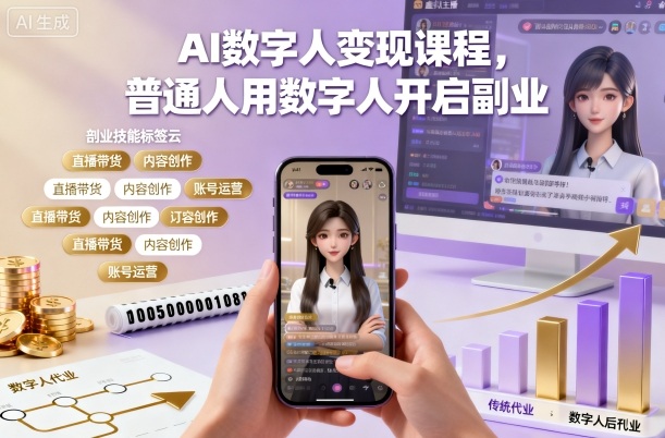 AI数字人变现课程，普通人用数字人开启副业-灼光资源宝库
