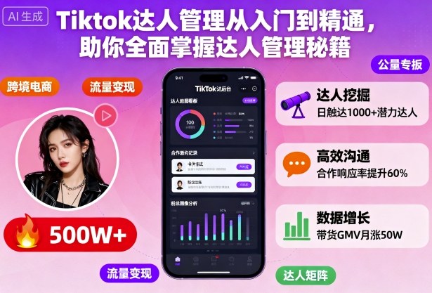 Tiktok达人管理从入门到精通，助你全面掌握达人管理秘籍-灼光资源宝库