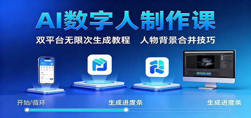 AI数字人制作课：双平台无限次生成教程，人物背景合并技巧-灼光资源宝库