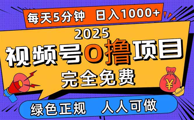 2025视频号0撸项目，5分钟一个号，日入1000+，人人可做-灼光资源宝库