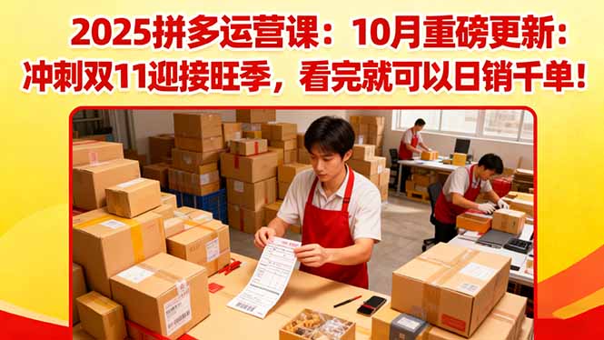 2025拼多多运营课：10月重磅更新：冲刺双11迎接旺季，看完就可以日销千单-灼光资源宝库