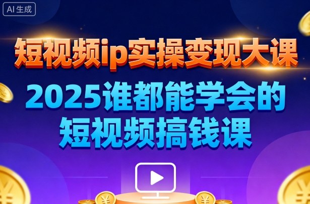 短视频ip实操变现大课，7月26-27日广州站线下课，2025谁都能学会的短视频搞钱课-灼光资源宝库