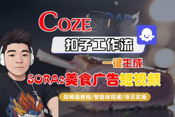 Coze扣子智能体工作流一键生成“SORA2美食广告“短视频，全流程保姆级教学-灼光资源宝库