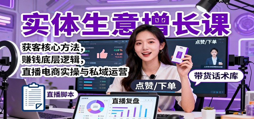 实体生意增长课：获客核心方法，赚钱底层逻辑，直播电商实操与私域运营-灼光资源宝库
