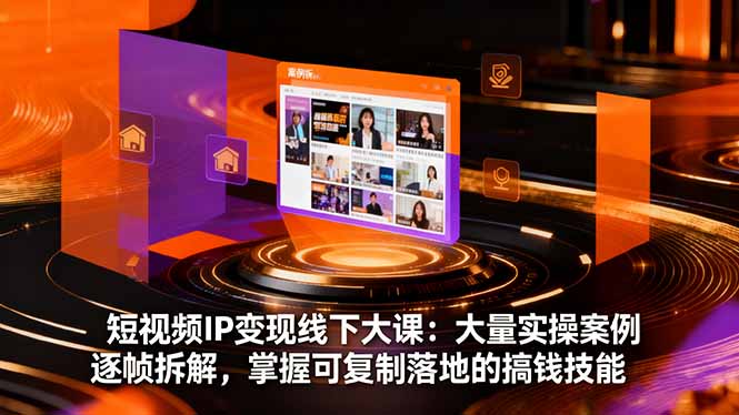 短视频IP变现线下大课:大量实操案例逐帧拆解,掌握可复制落地的搞钱技能-灼光资源宝库