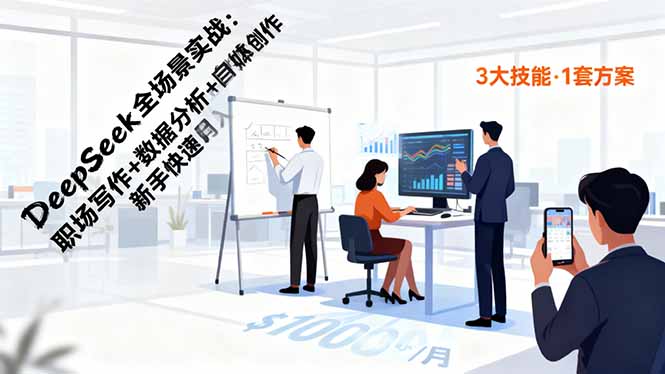 DeepSeek全场景实战：职场写作+数据分析+自媒体创作，新手快速月入过万-灼光资源宝库
