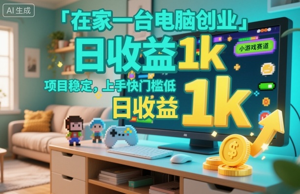 在家一台电脑创业，小游戏赛道，项目稳定，上手快门槛低，日收益1k+【揭秘】-蘑菇资源宝库