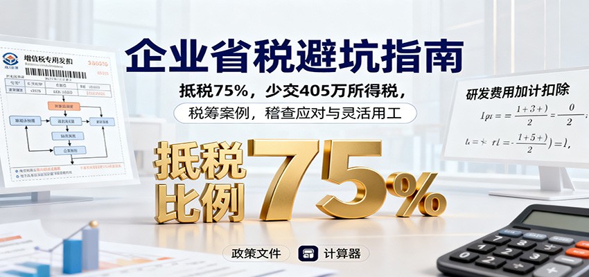 企业省税避坑指南：抵税75%，少交405万所得税，税筹案例，稽查应对与灵活用工-灼光资源宝库