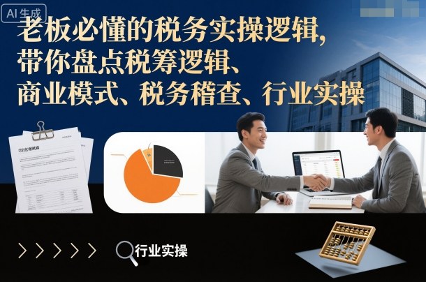 老板必懂的税务实操逻辑,带你盘点税筹逻辑、商业模式、税务稽查、行业实操-灼光资源宝库